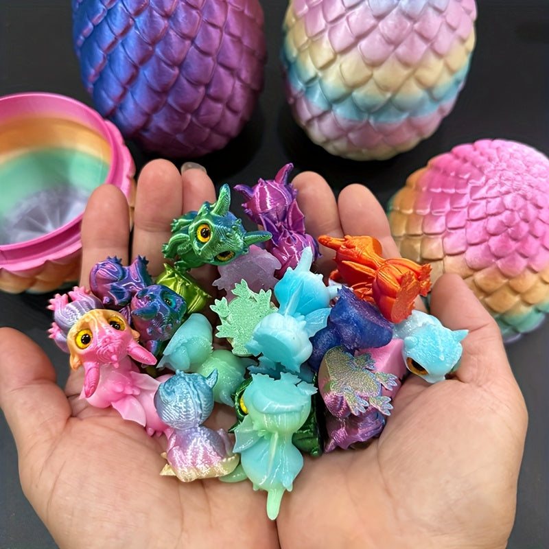 The 20pcs 3D Printed Dragon And Dragon Egg Multi-color Gradient Laser Desktop Decoration Is The Perfect Gift for Friends And Family. It Is Very Suitable for Party And Outdoor And In-car Display Statue Ornaments