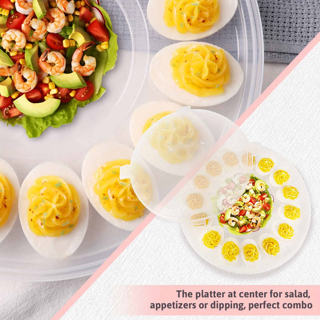 3pcs Deviled Egg Containers with Lid, Deviled Egg Platter with 66 Slots Portable Egg Containers Carrier Holder Trays for Party, Home Kitchen, Outdoor Activities