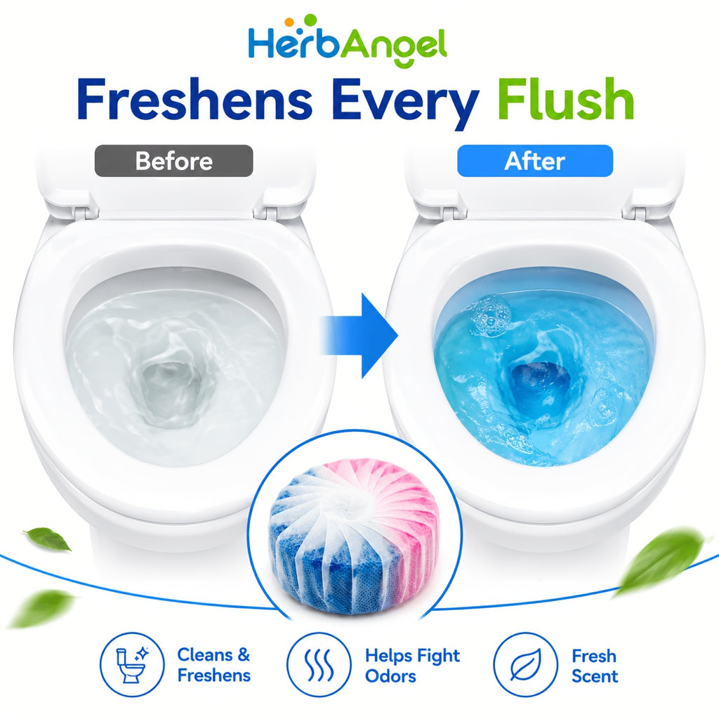 Automatic Toilet Bowl Tablets Suitable for Household Toilets - Cherry Blossom Scent Suitable for Plastic Tank Cleaners, Dual Color Water Soluble Film with Urine Scale Remover, Long Lasting Fragrance Tablets for Deep Stain Elimination