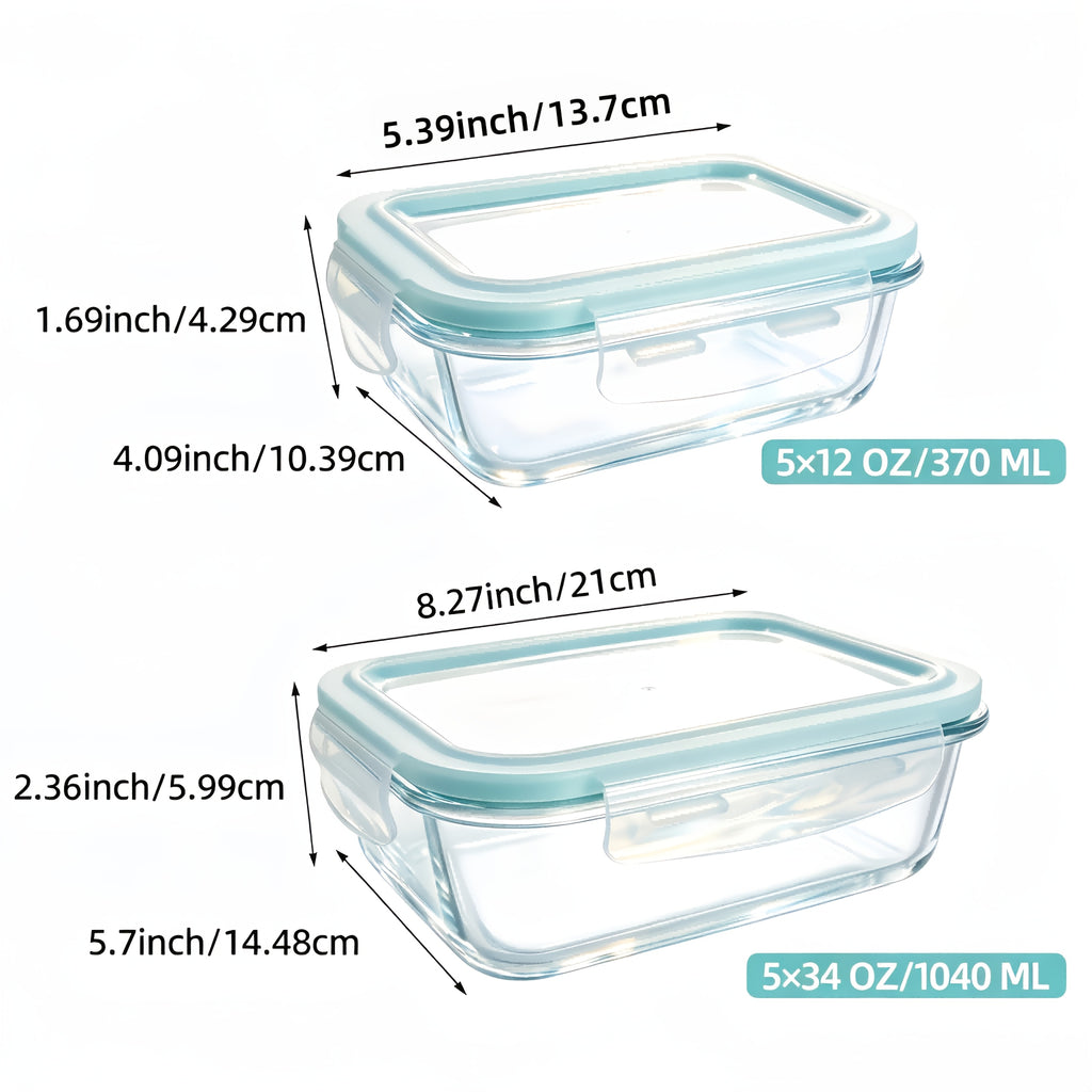 20/16pcs (10/8 Lids 10/8 Containers) Airtight Glass Food Storage Container, Outdoor Picnic, Lunch Boxes, Microwave, Oven Safe Perfect for Salads, Fruits, Vegetables And Sandwiches, Lunch Boxes | Airtight Storage | Durable Glass | Food Storage Set