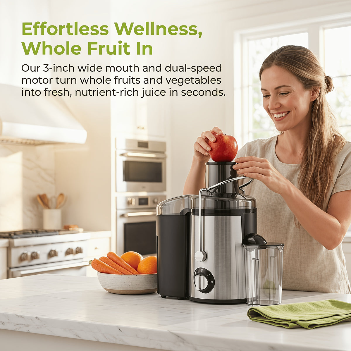Fruit And Vegetable Centrifugal Juicer - 2-speed Adjustable Juicer with 3-inch Wide Feed Chute, Equipped with A 0.52-quart Juice Cup And A 54oz Pulp Container, Easy-to-clean Electric Juicer