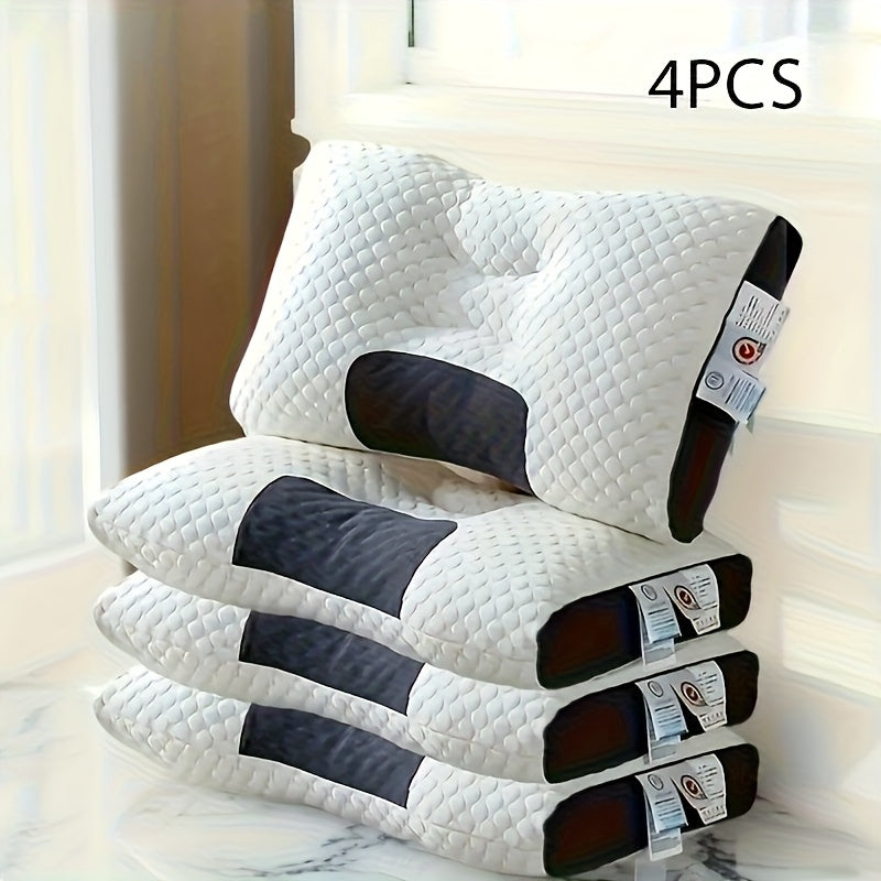 2-Piece/4-Piece Soft Massage Neck Support Pillows - Ergonomically Designed with High-Quality Filling for Deep Sleep and Neck Support, Features a Removable Cover, a Must-Have for Student Dormitories, Maintains Its Shape, and Is Machine Washable