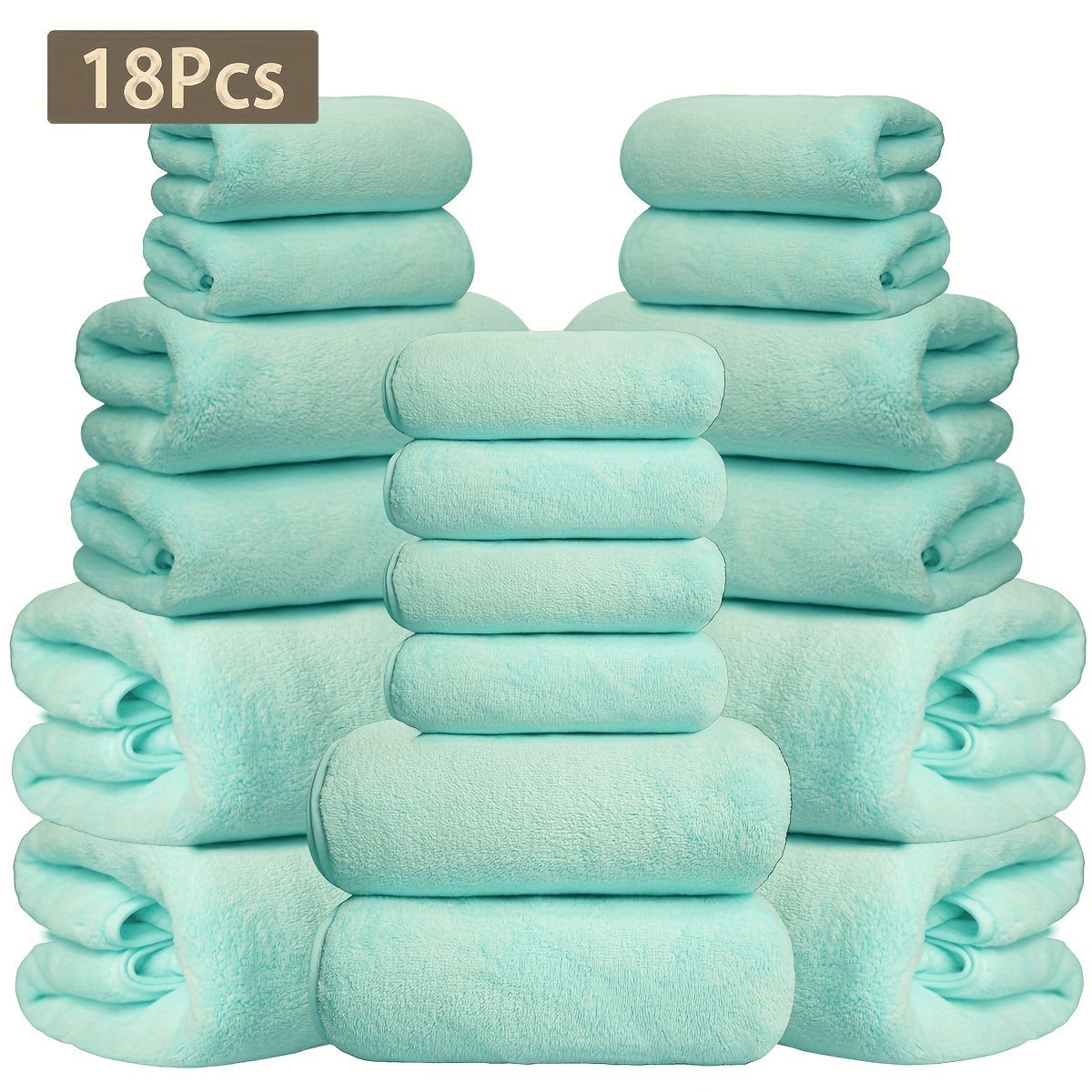 18pcs Coral Velvet Towel Bath Towel Set, 4 Bath Towels, 4 Towels, 10 Square Towels, Suitable for Hotel, Home, Travel, Spa