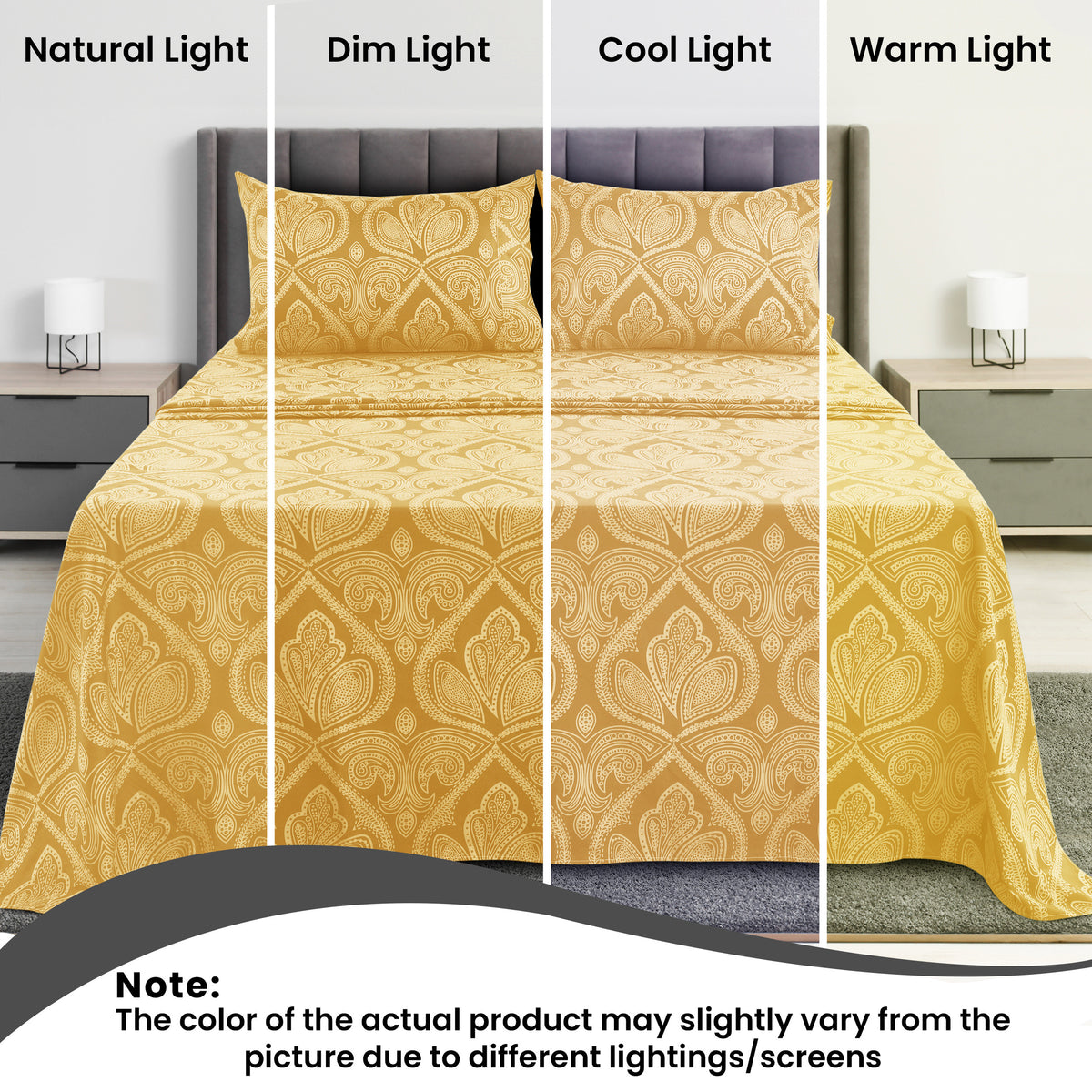 LUX Decor Paisley Bed Sheet Set, 3/4 PCs Soft 100% polyester Wrinkle Free Sheets – Luxurious Printed Bed Sheets with Deep Pocket Fitted Sheet & Pillowcases – Available in 6 Sizes & Multiple Colors