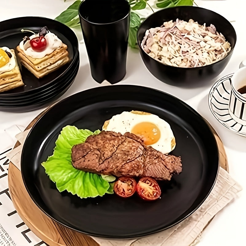 16pcs/32pcs Kitchen Wheat Straw Large Size Dinnerware Set, for 4/8, Unbreakable Modern Dish Set Dinner Plate/Dessert Plate/Cereal Bowl/Cup, Dishwasher Safe, Lightweight Tableware, Camping And Everyday Use, Gifts for Men/Women/Christmas/Halloween