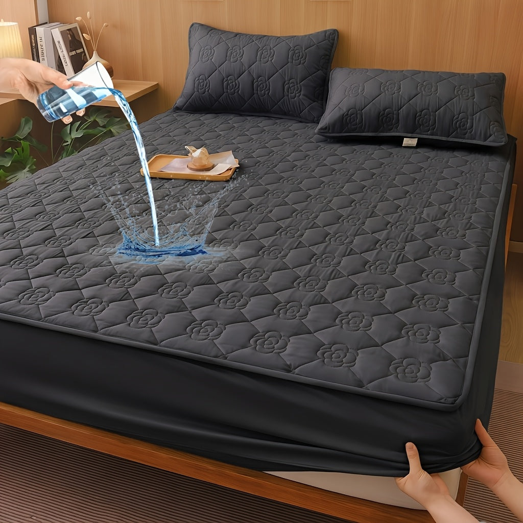 1pc Modern Soft Breathable Waterproof Bed Fitted Sheet - Lightweight, Fitted Mattress Protector For All Beds, Bedding Essentials, Minimalist Design (Excluding Pillowcases)