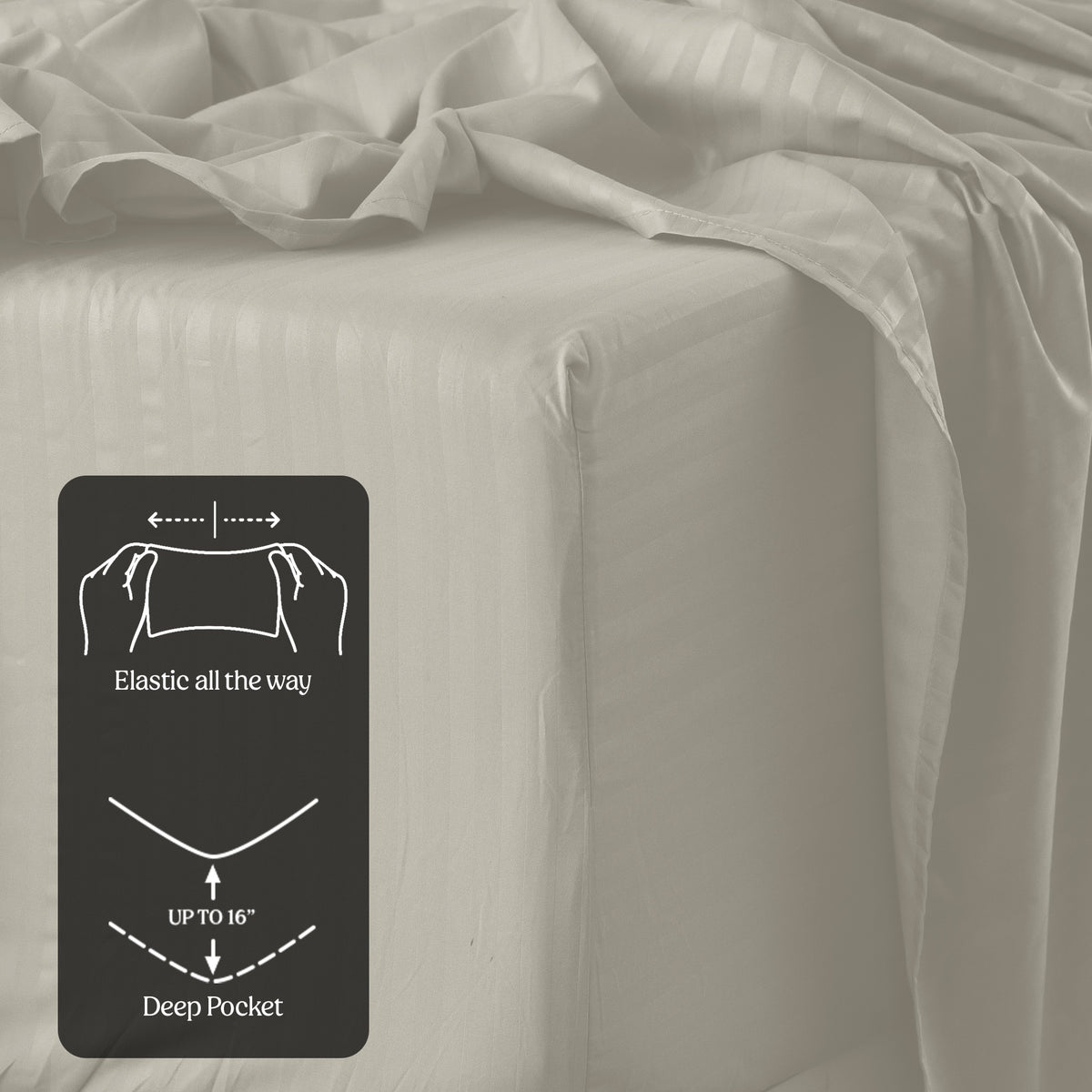 Lux Decor 4/3 Pieces Striped Bed Sheets Set - Hotel Luxury Sheets, Deep Pocket Up to 16 Inches, Extra Soft, Breathable Cooling Sheet & Pillowcases, Easy To Fit, Wrinkle Free, Fade & Stain Resistant Bedding Set