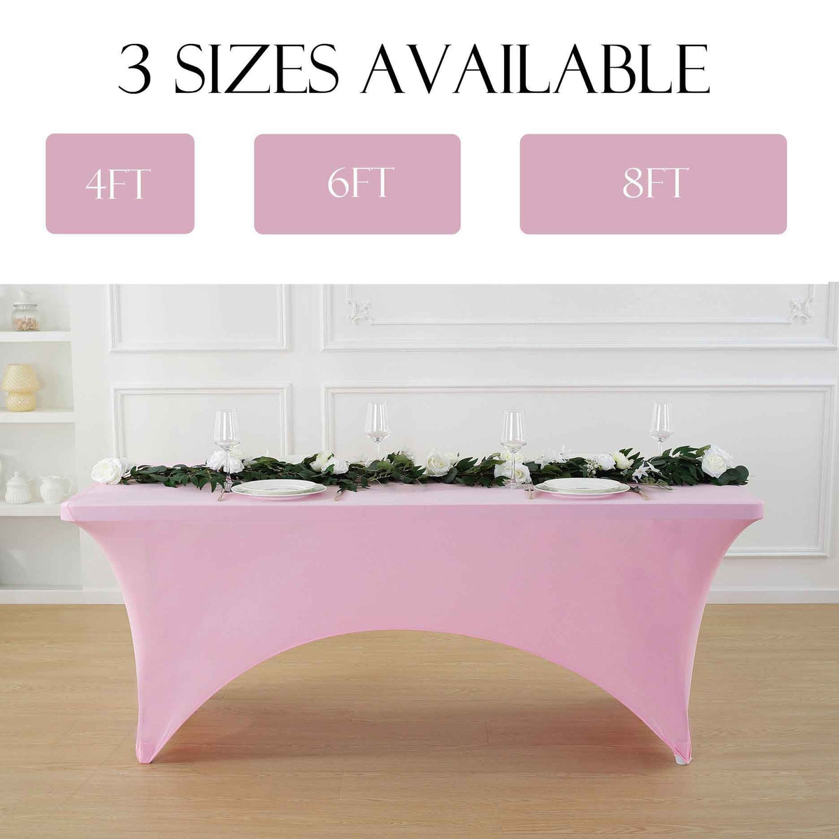 1pcs 4ft/6ft/8ft Spandex Tablecloth, Fitted tablecloth, Wrinkle Resistant Stretchable Rectangle Table Cover For Event, Wedding & Parties