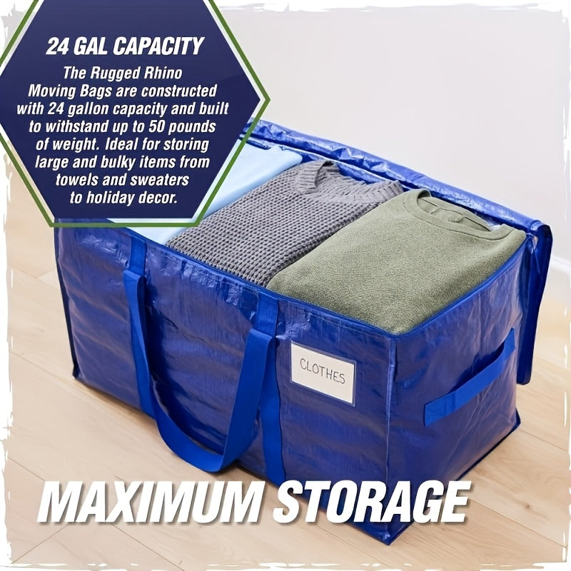 8Pack Extra-Large Moving Bags with Lids, Heavy-Duty Storage Totes for Winter Clothes, 50 Lb Capacity, Strong Handles And Zippers, Ideal for Moving And Storage