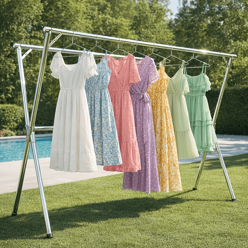 A Versatile Clothes Drying Rack Available in Three Sizes, 63", 78.7" And 95", Designed for Both Indoor And Outdoor Use. This Durable Metal Rack Is Collapsible And Features a Heavy-Duty Stainless Steel Clothesline, Drying Racks