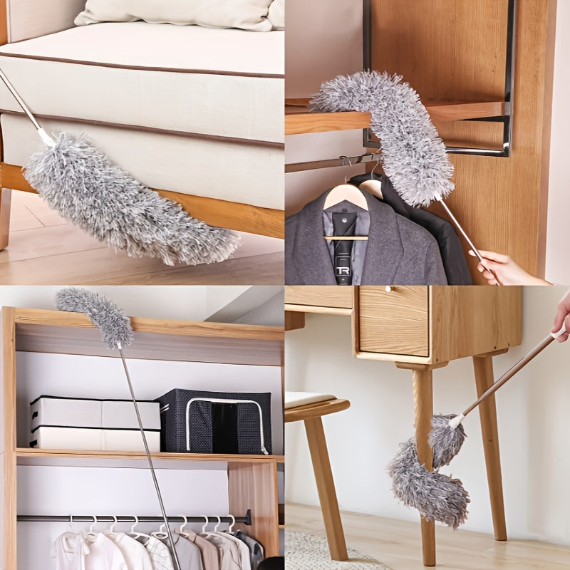 9/12pcs Microfiber Duster Kit for High Ceiling, Extendable Dusters for Cleaning with 100" Extension Pole, Washable and Retractable Long Feather Duster for Home Car Furniture Cobweb, Blinds, House Cleaning Tool Kit