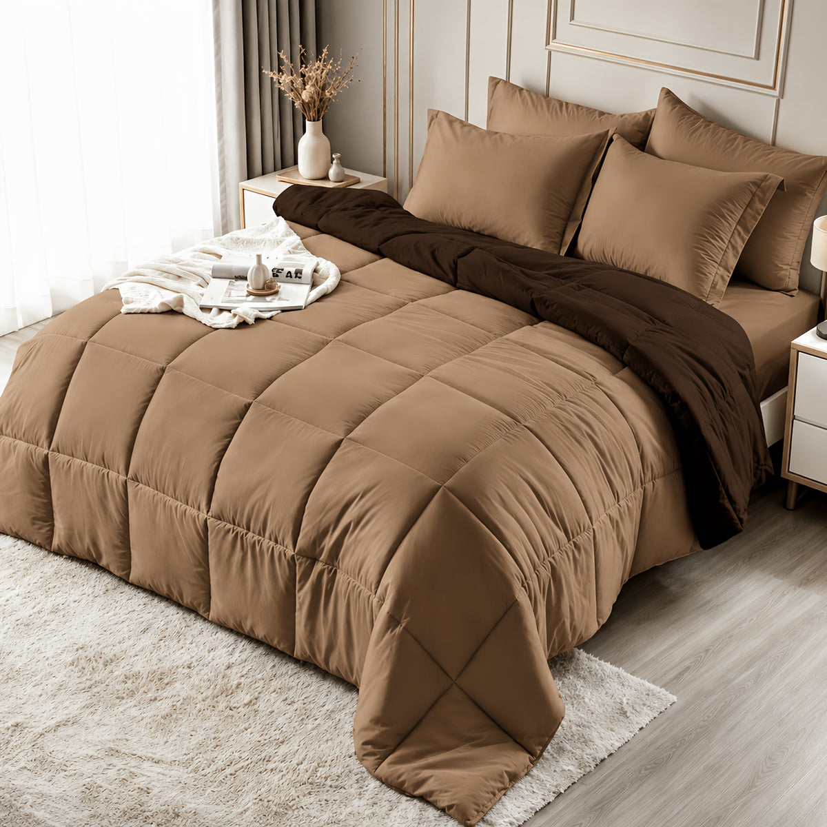 2/3pcs Bed Sheet Sets Queen Size, Double-Sided Tech Fabric, All-Season Comforter-Soft Breathable Quilt for Hot Sleepers & Night Sweats-Bedroom & Camping Use-for Couples & Solo User, 1 Comforter, 1/2 PillowCases, Bedding, Random Color