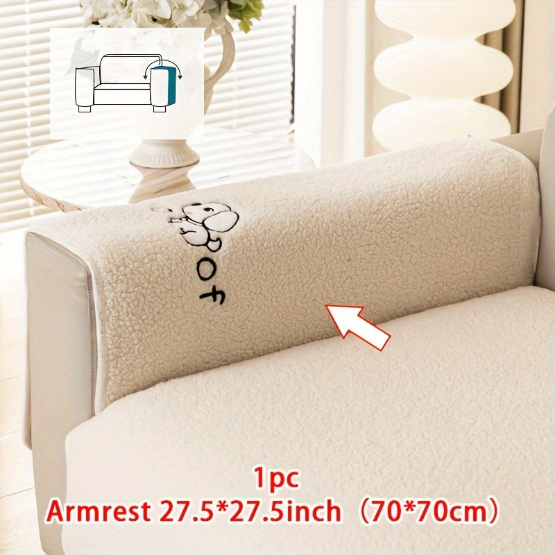 1pc Sherpa Couch Protector, Enhanced Sofa Cover, Suitable for Pets, a Favorite Among Pets, Thick Plush Sofa Shield, Non-Slip Plush Sofa Cover, Furniture Protection Cover, Home Decor for Bedroom, Office, And Living Room