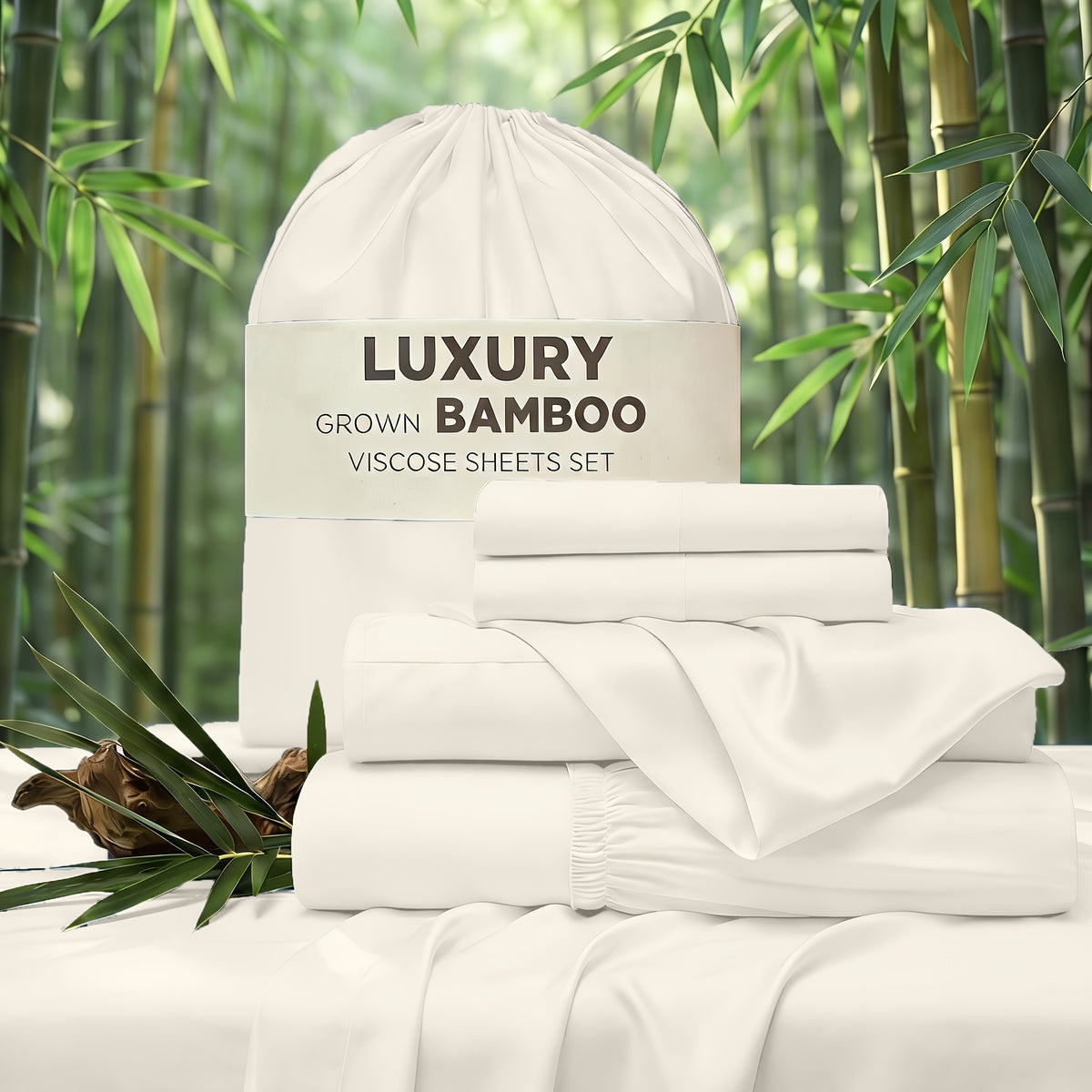 4pcs Hotel Luxury Bed Sheet & Pillowcase Set - Ultra Soft Rayon Derived From Bamboo, Wrinkle Fade & Stain Resistant, 14" Deep Pocket, Easy Care Bedding for Bedroom & Kids Room Decor