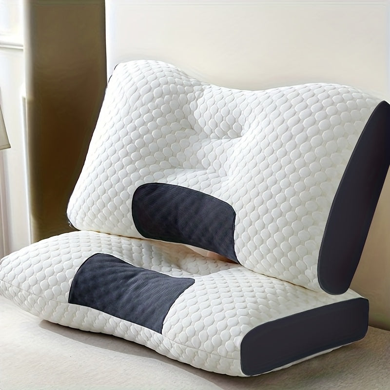 2pcs Massage Neck Pillows Adjustable Ergonomic Contour Support, High-Quality Pillow Core with Removable Zippered Cover, All-Season Sleeping Comfort, Neck And Shoulder Massager, Modern Pillow Design, Breathable Fabric