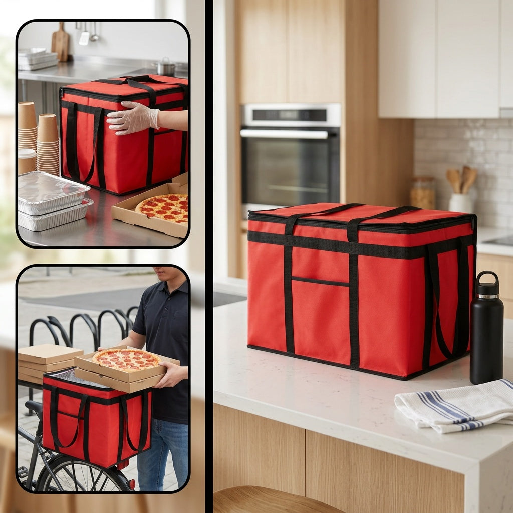 1pc Insulated Food Delivery Bag for Pizza Delivery, Grocery- Cooler Bag, Food Warmers for Parties, Catering Supplies for Doordash, Thermal Bags for Cold And Hot Food Carrier
