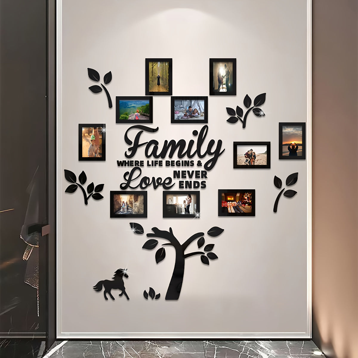 [Christmas Halloween] Set of 3D Acrylic Photo Frame Wall Decorations With Poster Templates - Self-Adhesive DIY Photo Collage Gallery for Family, Family Tree, Wedding, New Year, Christmas, Back to School, Anniversary for Halloween&Christmas