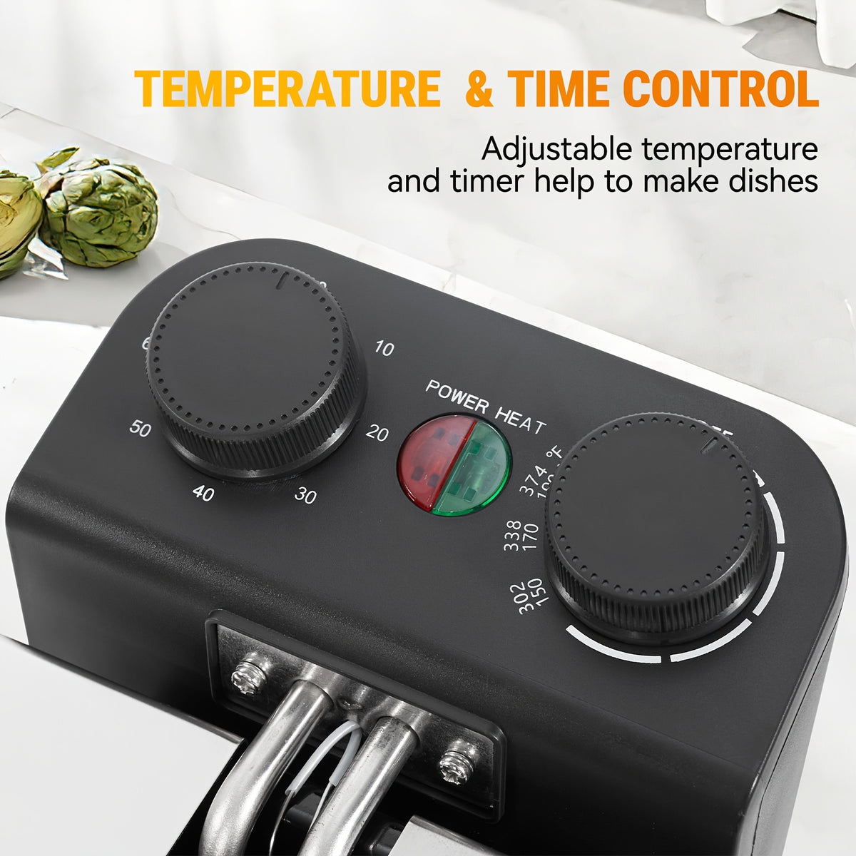 101.44oz/1.32gal Electric Deep Fryer, 1700W Large Fryer with Time & Temperature Control for Home Use, Kitchen Essential, Local Warehouse, Frying Baskets, Lid with View Window, Stainless Steel, Gift for Cristmas & Halloween. Suitable for Cooking