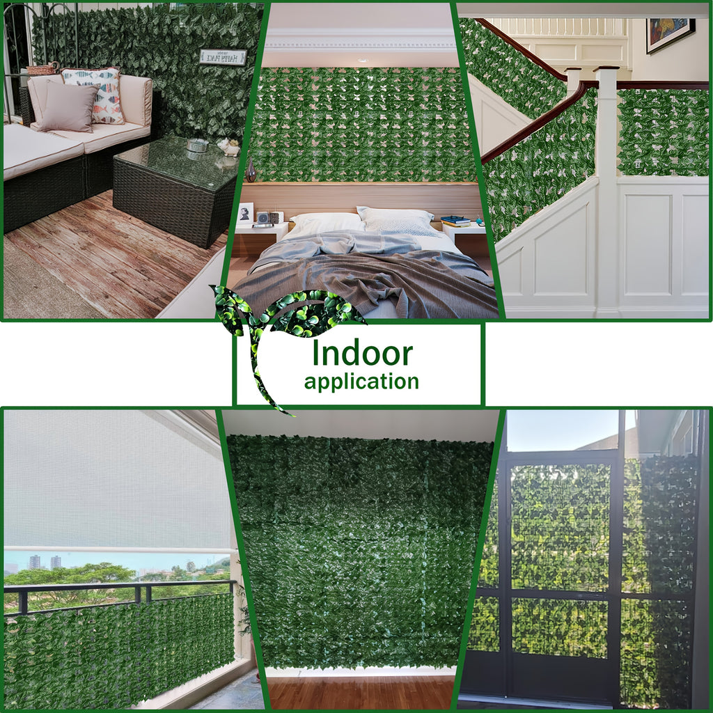 40x120 Inch Large Artificial Ivy Privacy Fence Panel - UV-Resistant Heavy Duty Plastic Leaf Screen with 20 Installation Ties, Realistic Evergreen Hedge Panel Suitable for Indoor/Outdoor Use, Easy Installation, No Maintenance Required - Privacy Fence