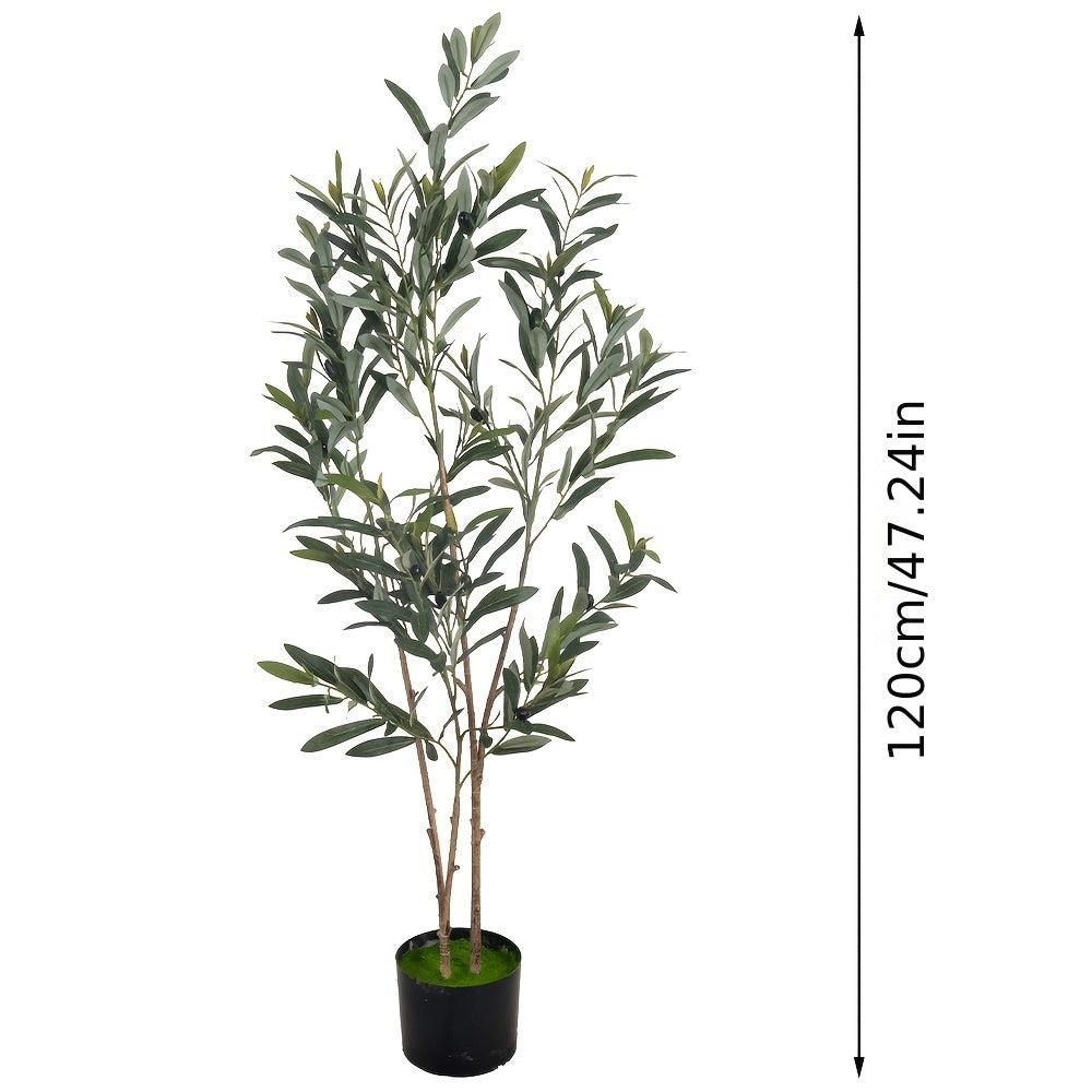 47.24inch/59.06inch/70.87inch/82.68inch Artificial Olive Tree with Realistic Black Fruits - Multi-Branch Broad-Leaved Mediterranean Plant, High-Quality Plastic Nordic Style Home Decor for Living Room, Kitchen, Hotel, Mall - No Maintenance Year-Round Decor