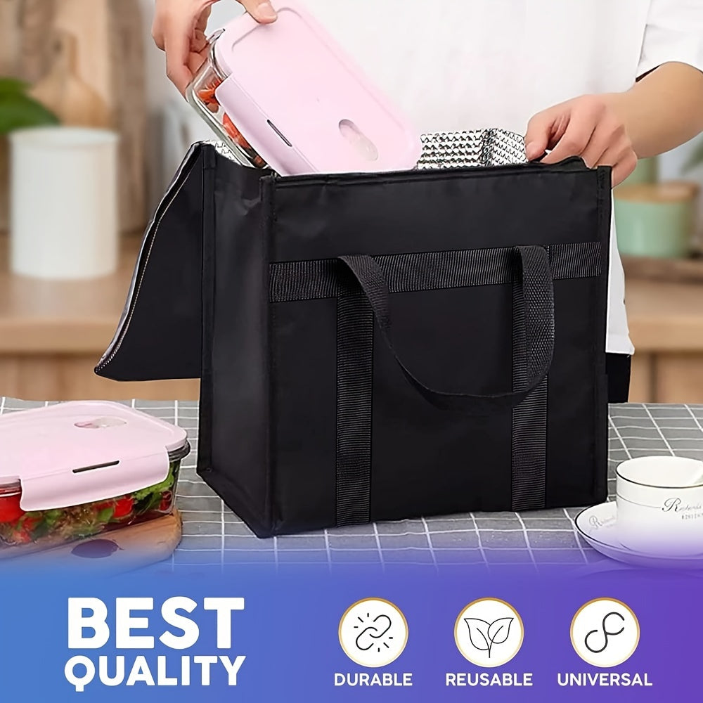 Two Extra Large Cooler Bags and Insulated Shopping Bags for Food Delivery, Foldable Cooler Bags. Reusable Shopping Bags with Zipper Top, Foldable, Heavy Duty, Can Stand Upright, Ornament Storage