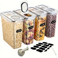 Square Pantry Storage Containers, 4 Pack 4 Liter Airtight BPA-Free Plastic Canisters with Clip-On Closures for Grain Nuts and Rice