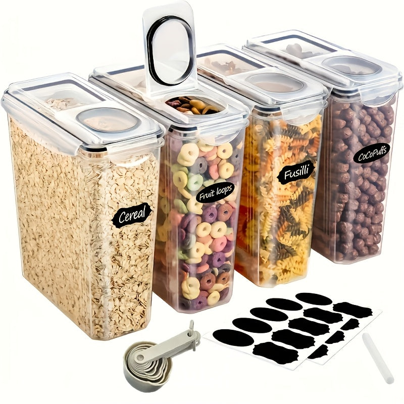 4 Pack (4L/135oz) Extra Large Airtight Storage Containers | BPA-Free Plastic, Clip-on Closure, Square Shape, Dishwasher Safe, Ideal for Grain, Nuts, Rice Storage, Kitchen Organizers, Christmas Gift