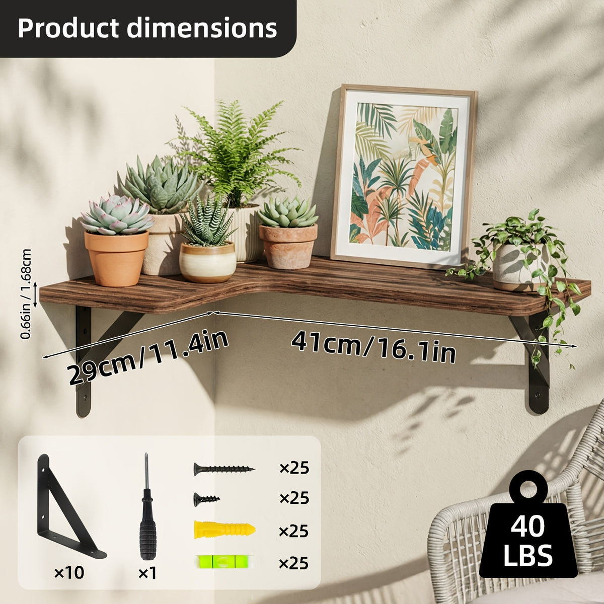 4/5pcs Corner Shelves For Outdoor Plant, Floating Corner Shelf, Rustic Wood Wall Mounted Corner Shelf, Gift For Plant Lovers, For Bathroom, Kitchen, Bedroom, Home Decor, Laundry Room, Living Room
