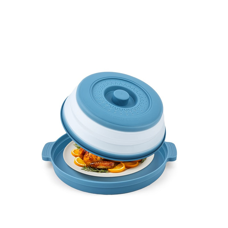 2026 New Microwave Food Splash Guard & Base Mat - 10.5" Foldable Ventilated Cover with Anti-Scalding & Thickening Design, Durable Plastic & Silicone for Kitchen & Dining Room Safety