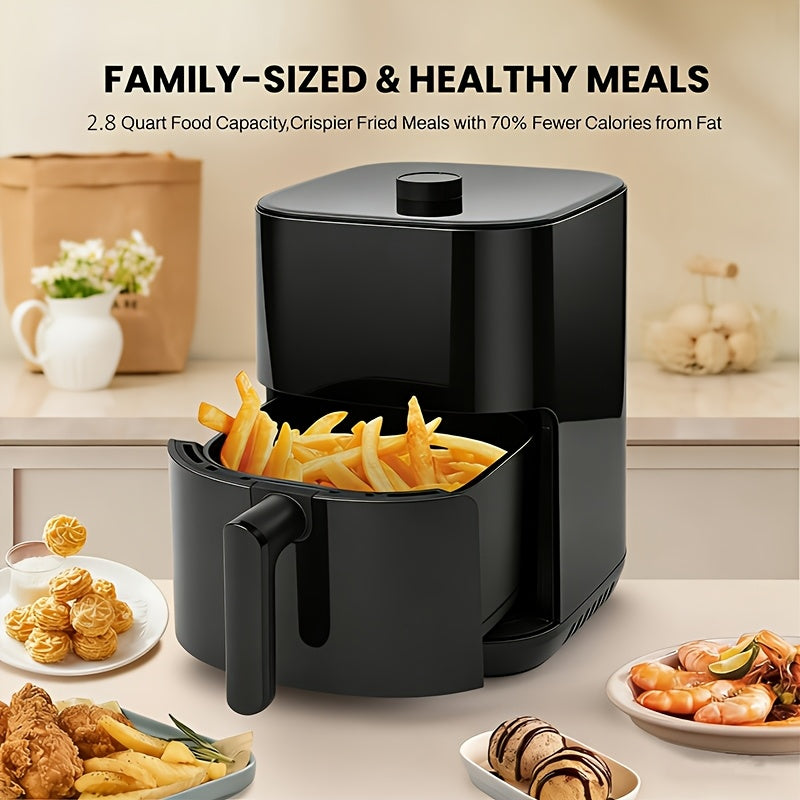 6-Quart Air Fryer - 8-in-1 Electric Hot Air Oven with LED Touchscreen, Non-stick Fry Basket, And 1350-watt Power. This Large-capacity Air Fryer Features 360° Hot Air Circulation, A Clear Touchscreen, And Integrated Heat-insulated Handles. Black.