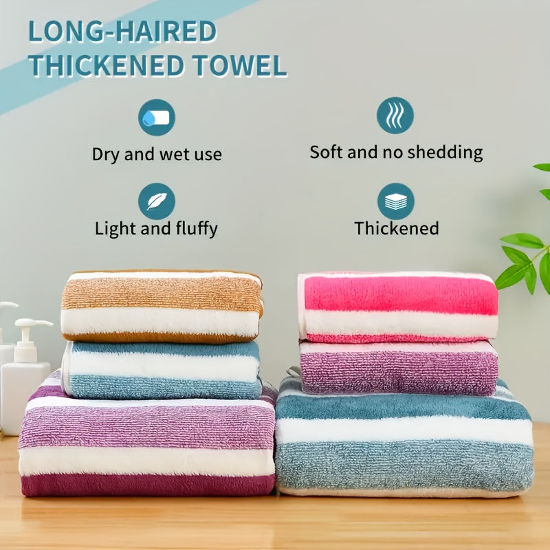 9/15pcs Classic Towel Set, No Hair Loss, Super Absorbent, Super Soft Two-Color Striped Interval Bath Towel Combination, Including 2/5 Large Bath Towels, 2/5 Large Face Towels, 5 Hand Towels, Bathroom Supplies, And Beach Essentials