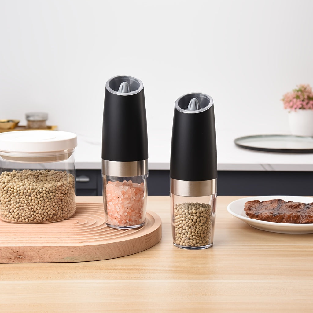 1pc/2pcs Electric Salt and Pepper Grinder Set with LED Lights - Large Capacity, Gravity-Driven Mechanism, Multi-Color Options (Red/)