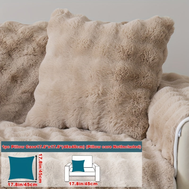1pc Faux Rabbit Plush Sofa Cover, Winter Warm Thickened Plush Soft Sofa Cover, Pet Favorite, Dog Friendly Sofa Cover, Cushion Protection Cover, Anti Slip Sofa Furniture Protection Cover, Bedroom, Office, And Living Room Decoration Local Warehouse