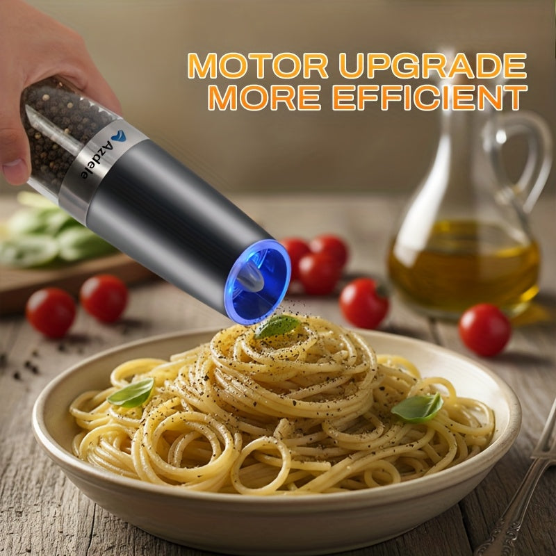 2pcs Gravity-sensing Electric Salt And Pepper Grinder Set, Battery-powered LED Light, One-hand Operation, Local Fast Delivery, Adjustable Coarseness Grinder, Black Kitchen Gadget, Salt And Pepper Grinder Electric 2pcs, Birthday Gift
