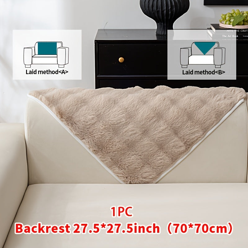 1pc Faux Rabbit Plush Sofa Cover, Winter Warm Thickened Plush Soft Sofa Cover, Pet Favorite, Dog Friendly Sofa Cover, Cushion Protection Cover, Anti Slip Sofa Furniture Protection Cover, Bedroom, Office, And Living Room Decoration Local Warehouse