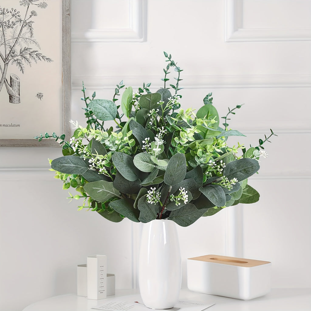 50/100pcs Artificial Eucalyptus Eucalyptus Bouquet And 4 Kinds of Willow Silvery European Leaf Slices | Perfect for Flower Bouquet Making And Home Decoration | Ideal Gift for Christmas And Mother'S Day