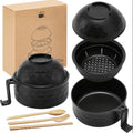 Microwave Ramen Bowl Set, 6-Piece Plastic Noodle Cooker with Lid and Handle in Black Pink Purple or Beige for Home Office and College Dorm Meals