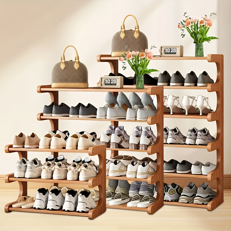 3/5/6-tier Shoe Rack, Practical Storage Shelf, Space-saving Design, Multi-layer Independent Storage Rack, Wood Grain Finish, Easy to Assemble, Self-standing Cube Shoe Storage Rack, Suitable for Dorm Rooms and Entryways, Easy to Assemble, Brown
