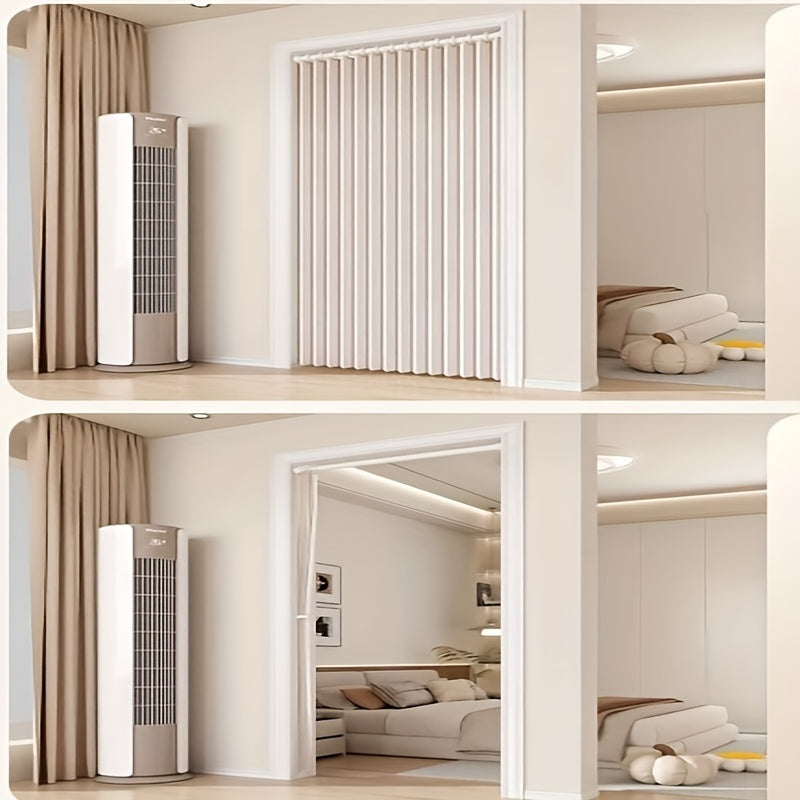 2D Door Curtain, Elegant Bohemian Style Folding Door Curtain with Stripes - Polyester, Magnetic Partition Living Room, Bedroom, Kitchen - Easy to Hand Wash, No Power Required, Multi-Function Home Decor, Multi-Function Curtain | Pastoral Theme |