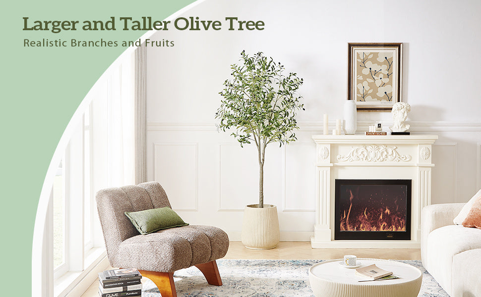 6ft Artificial Olive Tree Thicken Trunk Indoor Tall Faux Plants Fake Tree for Home Living Room Kitchen Decor House Spring Summer Decoration