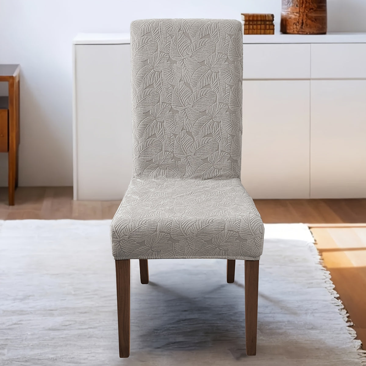 Leaf Pattern Dining Chair Covers, Stretch Parsons Chair Slipcovers in 4 or 6 Piece Sets and Eight Colors for Kitchen, Dining Room and Wedding Decor