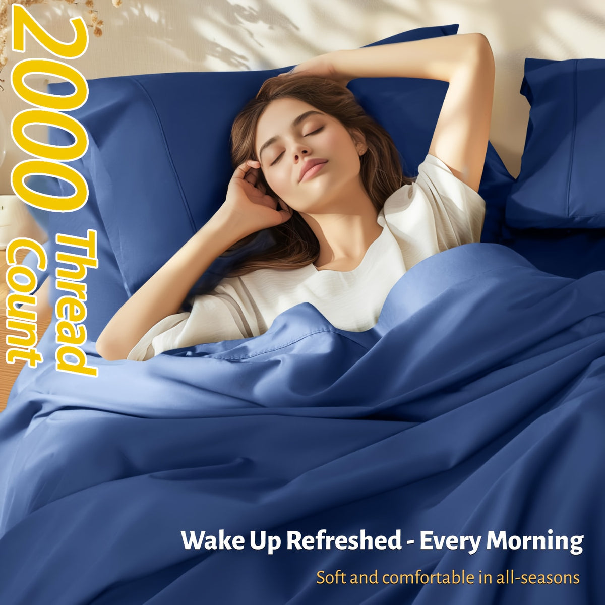 Extra Deep Pocket Bamboo Sheets - 4/6pcs Breathable & Cooling Bamboo Bed Sheet Set, Hotel Luxury Fitted Sheet Set, Soft Wrinkle-Free for Extra Deep Mattresses, Room Decor, Twin/Full/Queen/King Size Sheet & Pillowcase Sets