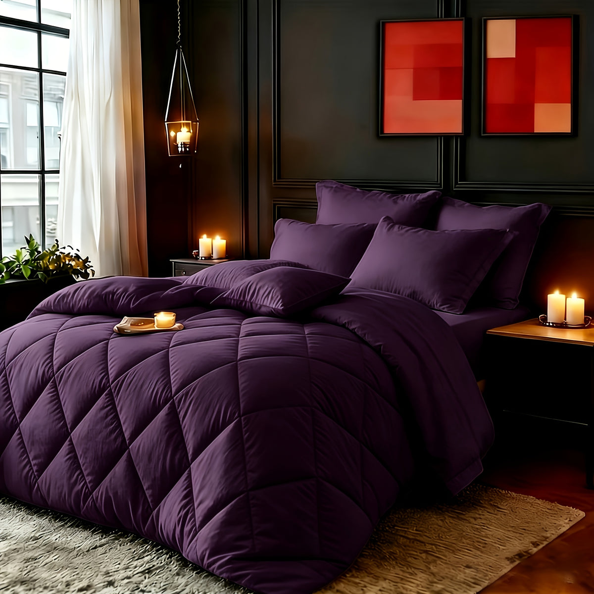 2/3pcs Red/Black Comforter Set Queen King Twin, All Season Comforter, 1Comforter, 1/2Pillowcases, Box Stitch Quilt, Hotel & School Quality Comforter, Home Bedding, Kids Room Decor, Halloween Christmas Holiday Gifts, Random Color
