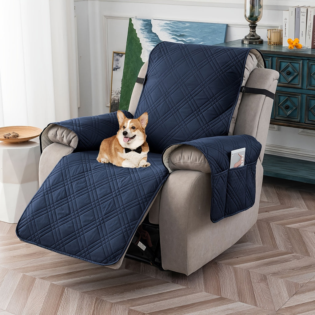 1pc 100% Waterproof Recliner Chair Cover, Non Slip Recliner Covers for Recliner Chair with Pocket, Pet Scratch-Resistant Sofa Slipcover, Washable Furniture Protector, Easy to Install for Living Room, Bedroom, And Study, Halloween Home Decorations