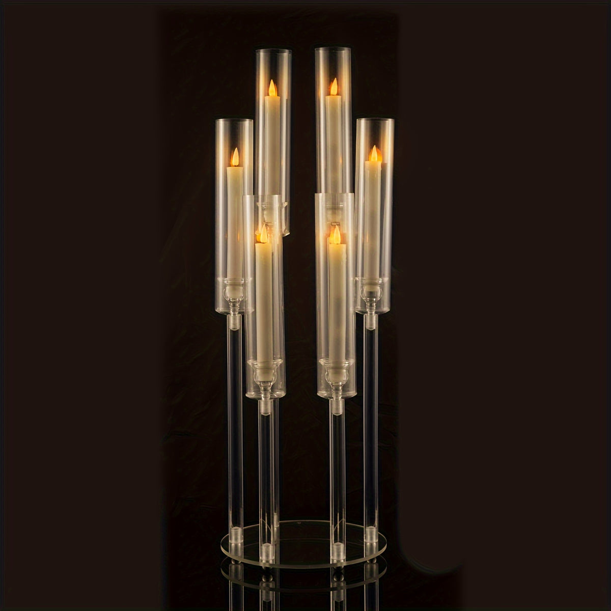2/4/10/12/20pcs Christmas Acrylic Candleholders For Wedding Bulk, 26.8in Clear Candelabra 6 Arm Candlestick Candle Holder Acrylic For Home Decoration, Party Table Center, Valentine's Day, Anniversary