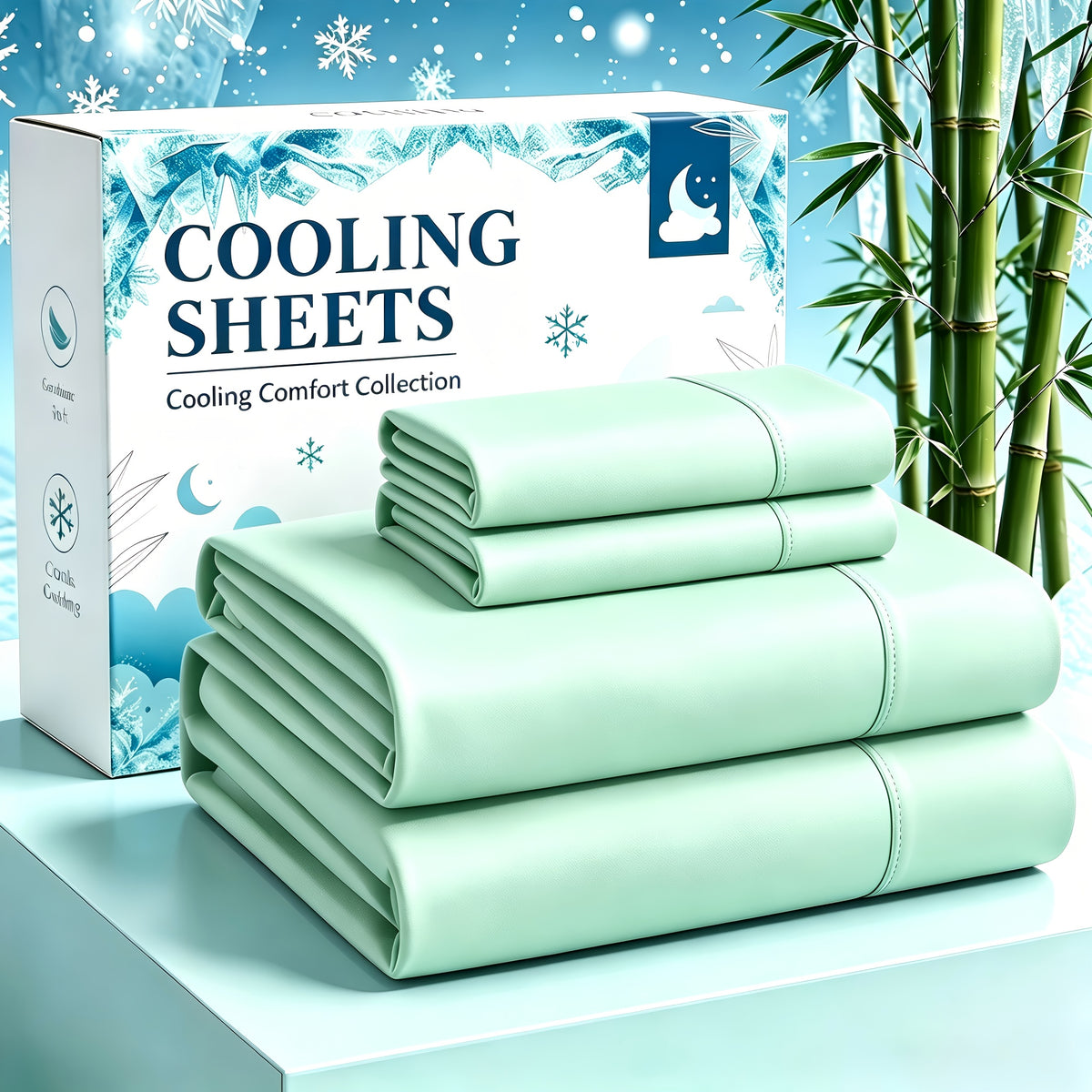 4-Piece Luxury Cooling Sheet Set - Breathable And Cooling Sheets - Hotel Luxury Sheet Set - Easy to Install And Secure - Soft, Wrinkle-Resistant Comfortable Sheets - Extra Deep Pocket Sheet Set - 4-Piece Set, Color Random