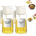 Olive Oil Spray and Pour Bottles, Set of 2 Glass 16 oz 480 ml Dispensers for Cooking and Salad Drizzling in Dark Green or White Transparent