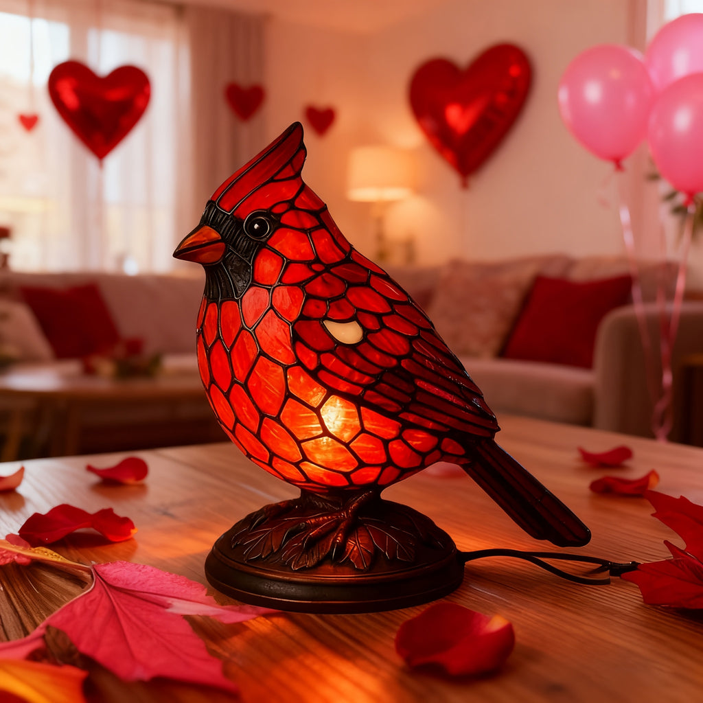 Red Cardinal Holiday Decorative Lights | Perfect for Bedrooms, Living Rooms, Study Areas, and Christmas Holiday Decorations, USB Powered, Geometric Pattern, Tabletop Mounting