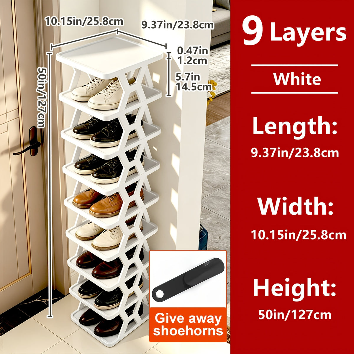 1pc Removable 4/6/9 Tier Shoe Rack, Space Saving Folding Shoe Rack for Home And Dormitory, Hallway, Living Room - Separate Narrow Shoe Rack for Indoor Doorway Storage. Holds Keys, Small Photo Frames, Etc.