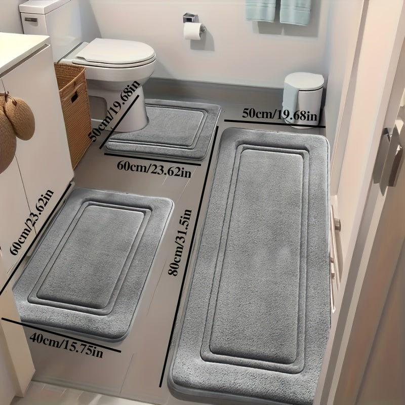 3pcs Small-Area Rugs And Ultra-Absorbent Bath Mats - Non-Slip Bathroom Floor Mats, Super Soft And Comfortable Premium Bathroom Rugs, Suitable for Bathtubs, Showers, Bathroom Additions And Home Decor Flooring Kitchen Rugs & Mats